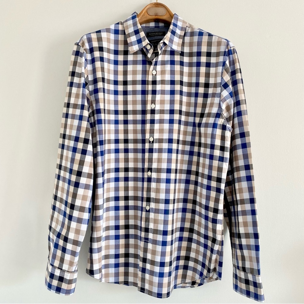 Banana Republic Grant Fit Plaid Shirt Size Large